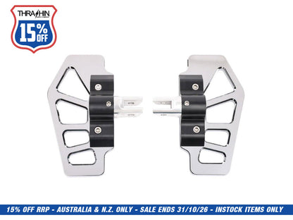 Apex Mini Floorboards - Chrome. Fits Softail 2018up Front Rider