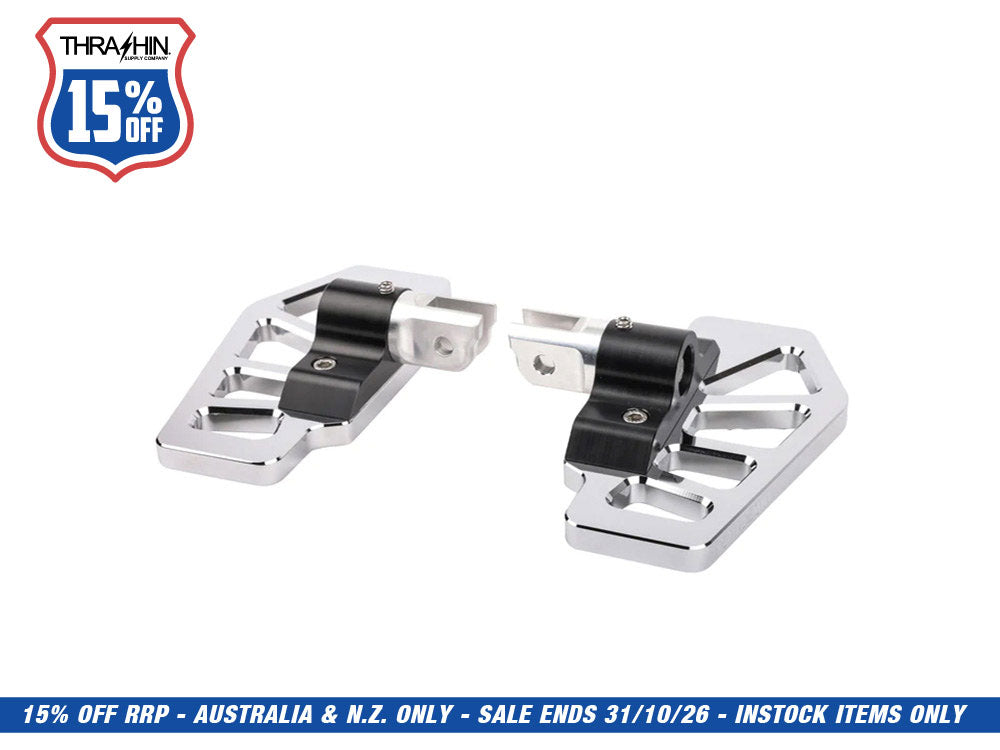 Apex Mini Floorboards - Chrome. Fits Softail 2018up Front Rider