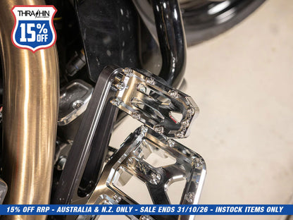 Aggressor Brake Arm Pedal - Chrome. Touring 2014up (Using Thrashin Brake Arms)