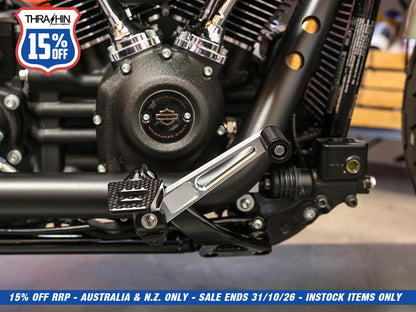 Brake Pedal Arm - Chrome. Fits Softail 2018up with Mid Controls.