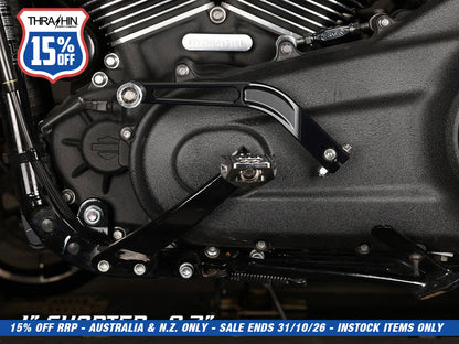 1in. Shorter Shift Arm - Black. Fits Softail 2018up with Mid Controls