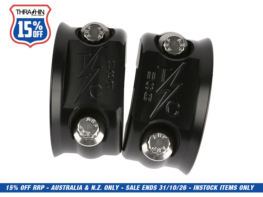 OG Clutch & Brake Perch Clamp - Black. Fits Softail 1984-2024, Dyna 1991-2017, Most Touring 1982-2024, Sportster 1982-2003 & FXR 1982-1994