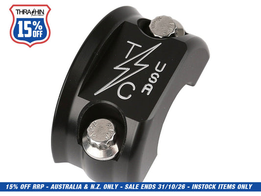 OG Clutch & Brake Perch Clamp - Twice Cut Black. Fits Softail 1984-2024, Dyna 1991-2017, Most Touring 1982-2024, Sportster 1982-2003 & FXR 1982-1994