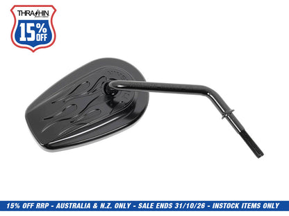 Billet Mini Mirrors Flame - Black