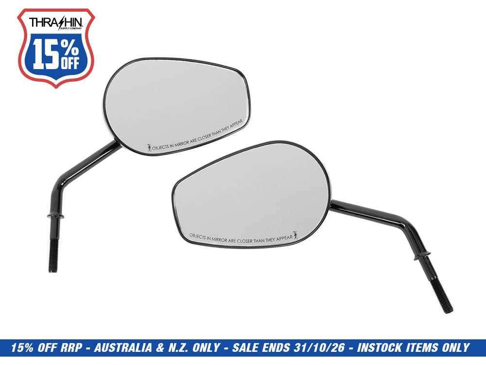 Billet Mini Mirrors Flame - Black