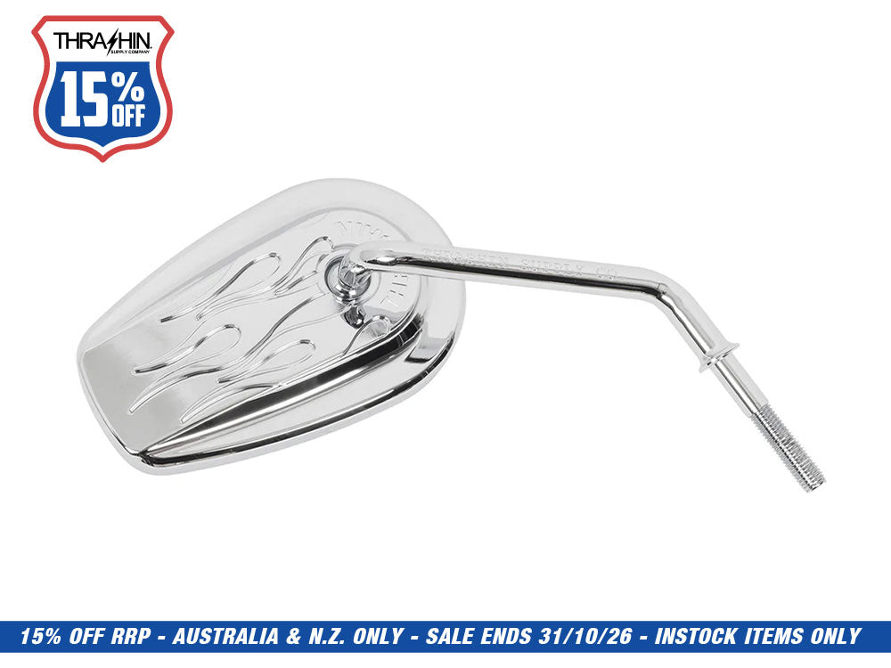 Billet Mini Mirrors Flame - Chrome