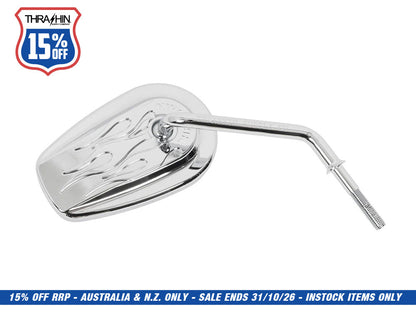 Billet Mini Mirrors Flame - Chrome