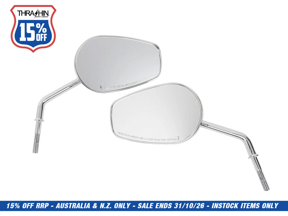 Billet Mini Mirrors Flame - Chrome