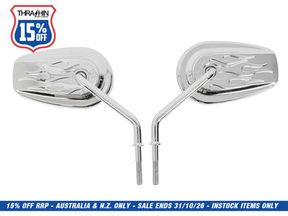 Billet Mini Mirrors Flame - Chrome
