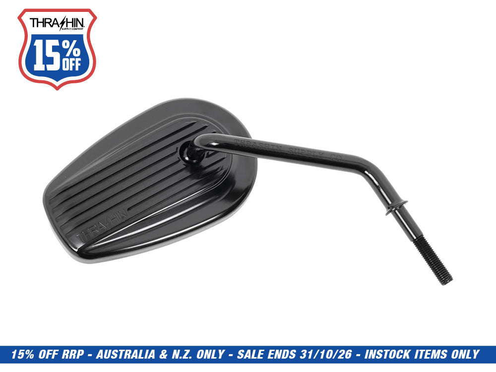 Billet Mini Mirrors Finned - Black