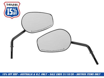 Billet Mini Mirrors Finned - Black