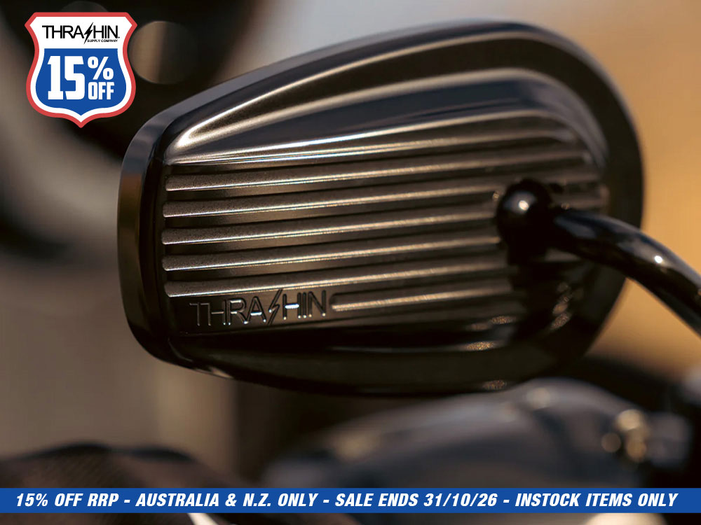 Billet Mini Mirrors Finned - Black