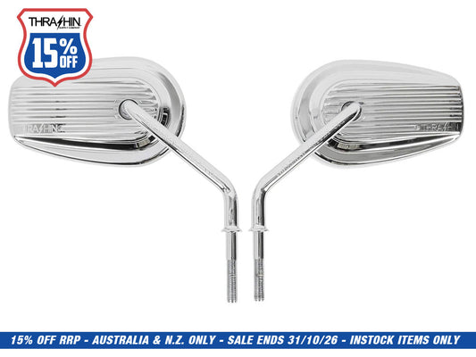 Billet Mini Mirrors Finned - Chrome