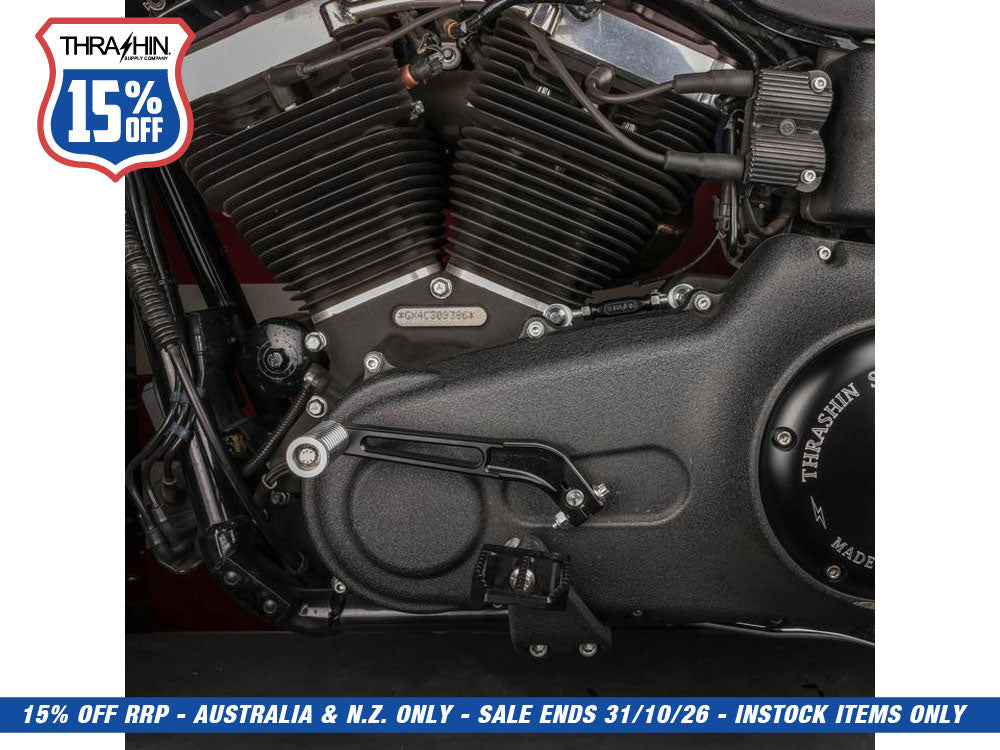 Mid Control Shift Linkage Rod - Black Anodized. Fits Dyna 1991-2017, FXR 1982-1994 & Softail 2018up with Mid Controls