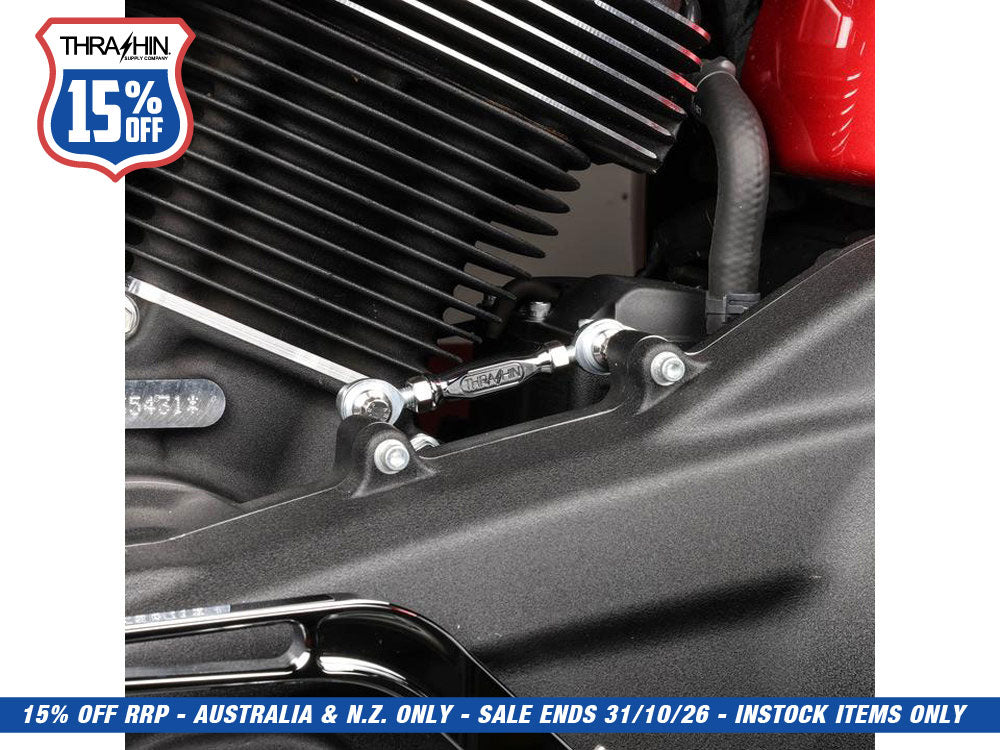 Mid Control Shift Linkage Rod - Chrome. Fits Dyna 1991-2017, FXR 1982-1994 & Softail 2018up with Mid Controls