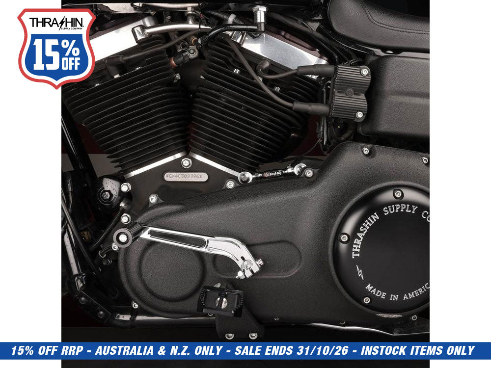 Mid Control Shift Linkage Rod - Chrome. Fits Dyna 1991-2017, FXR 1982-1994 & Softail 2018up with Mid Controls