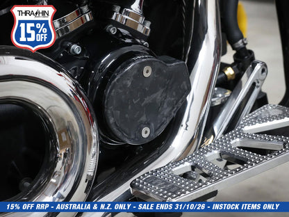 Cam Cover - Forged Carbon. Fits CVO Touring 2023up, Street Glide & Road Glide 2024up, Touring 2025up & Softail 2025up