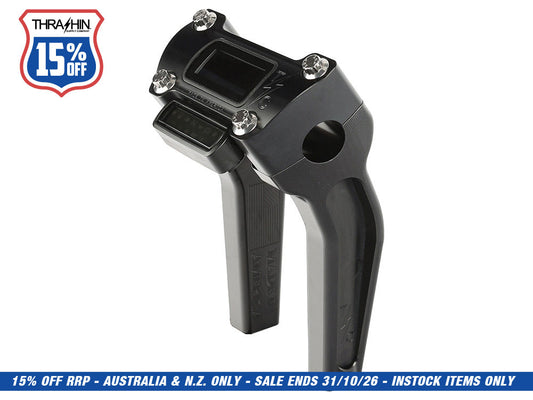 6.5in. Pull Back Thrashin Risers - Black. Fits Softail Street Bob, Low Rider ST, Standard & Breakout 2018-2024