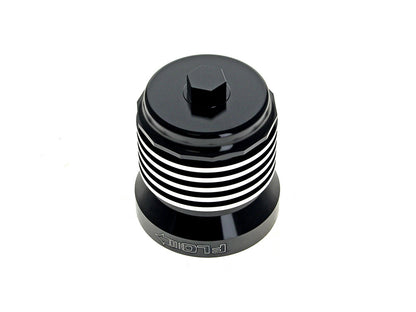 FLO Reusable Oil Filter - Black with Polished Fins. Fits Milwaukee Eight 2017up, Twin Cam 1999-2017, Evolution 1984-1999 & Sportster 1984-2021