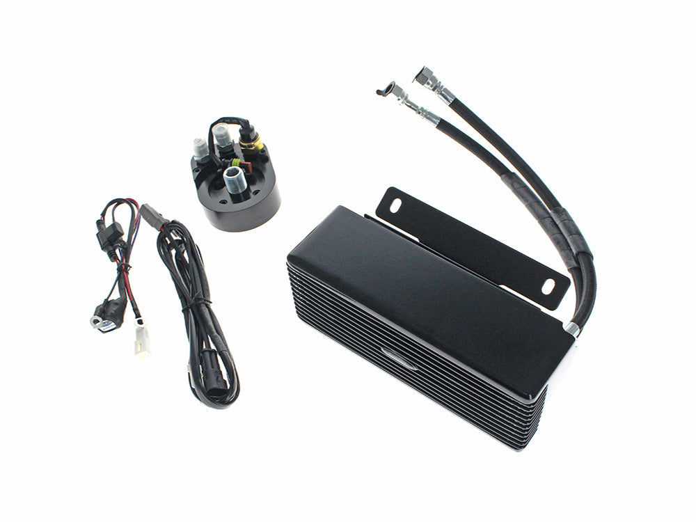 Fan Assisted Low Mount Oil Cooler Kit - Gloss Black. Fits Touring 2009-2016