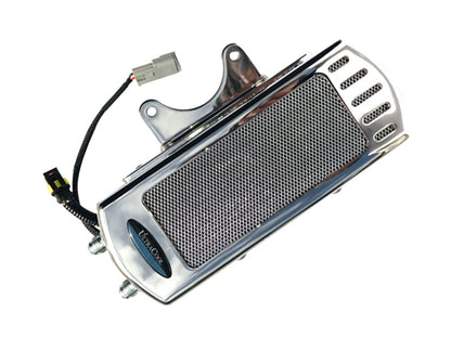 Fan Assisted Side Mount Oil Cooler Kit - Chrome. Fits Touring 2017-2024 with Harley-Davidson Full Size Engine Guard