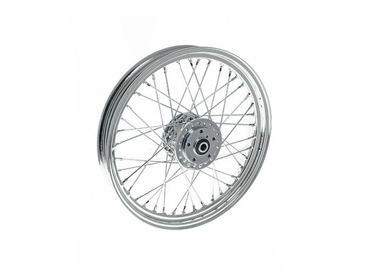 19in. x 2.50in. Front 40 Spoke Cross Laced Wheel - Chrome. Fits Narrow Glide Dyna 1991-1999, FXR 1984-1994 & Sportster 1984-1999.