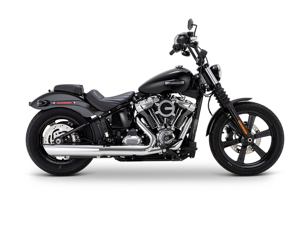 4in. Twin Slash Slip-On Muffler - Chrome. Fits Softail Street Bob, Low Rider S, Low Rider ST & Heritage 2025up