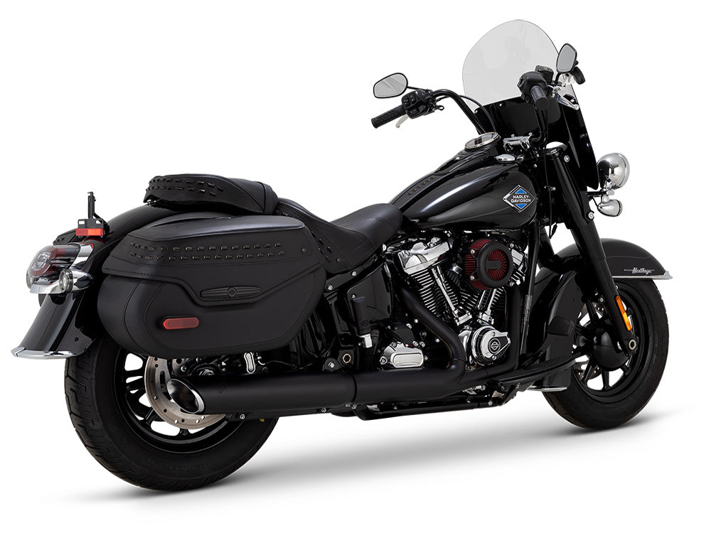 4in. Twin Slash Slip-On Muffler - Black. Fits Softail Street Bob, Low Rider S, Low Rider ST & Heritage 2025up