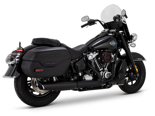 4in. Twin Slash Slip-On Muffler - Black. Fits Softail Street Bob, Low Rider S, Low Rider ST & Heritage 2025up