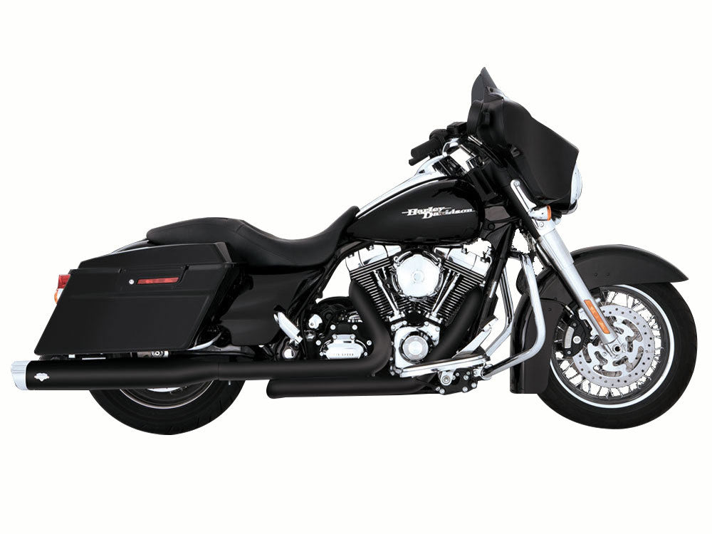 Dresser Duals, Right Side Tuck & Under Headers - Black. Fits Touring 2009-2016